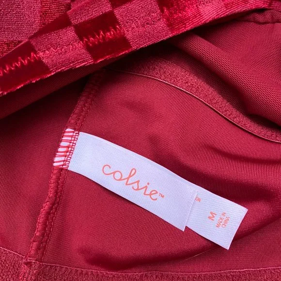 colsie Red Checkered Tank Top size Medium red velvet Brami crop top - Picture 9 of 9